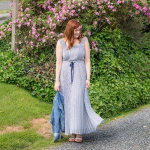 NWT Maeve Darcy Blue Stripe Maxi Dress in Blue Motif Sz 10